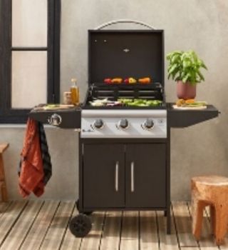 Barbacoa gas 3 quemadores y fogon cocina. + Funda.