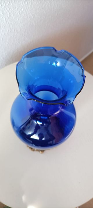 Jarrón arte de Murano Azul cobalto , Base Frutal