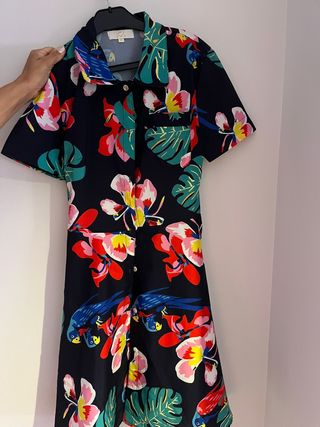 Vestido ICL estampado floral y loros Talla S