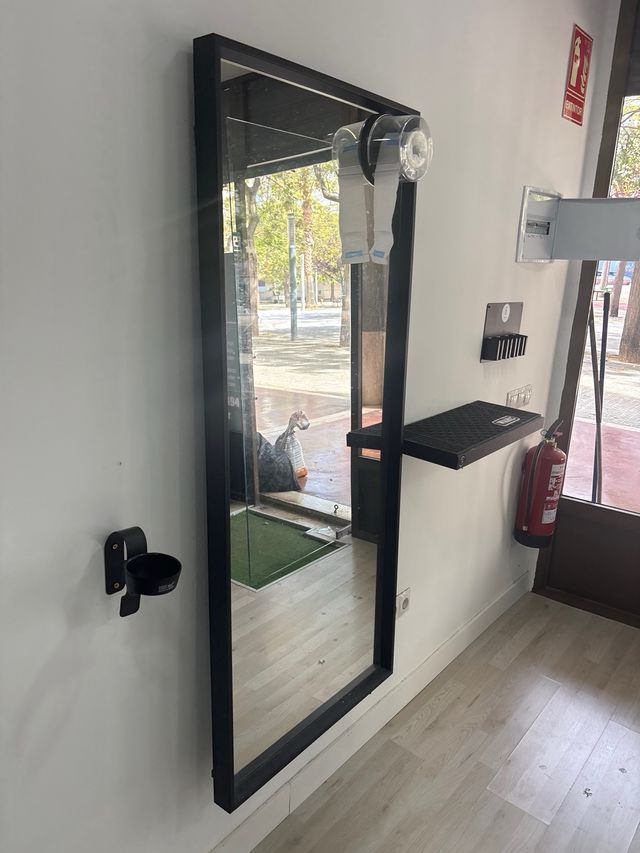 Espejo Barbería Peluquería Negro y Plata