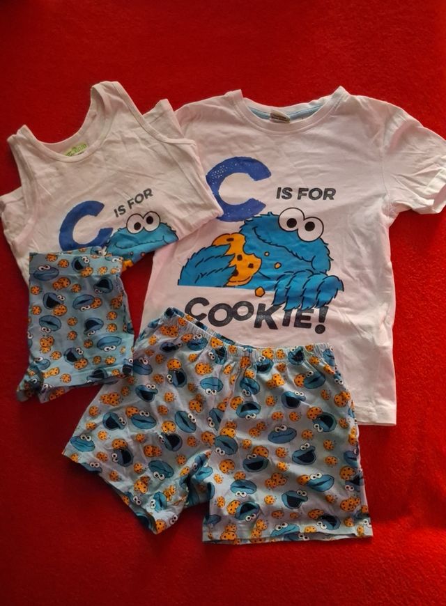 2 Conjuntos Barrio Sésamo Cookie Monster T/122-128