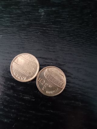 2 Monedas España 1999 y 5 Pesetas Murcia