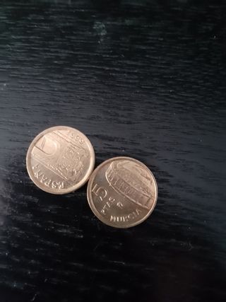2 Monedas España 1999 y 5 Pesetas Murcia