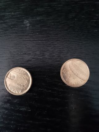 2 Monedas España 1999 y 5 Pesetas Murcia