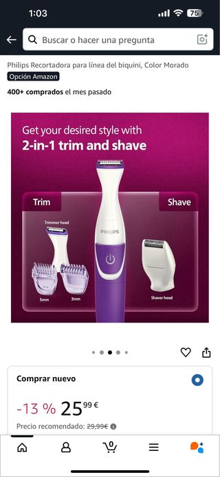 Philips Recortadora Bikini Morado