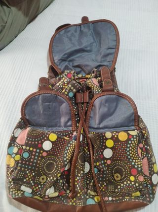 Mochila juvenil con estampado de círculos en tela