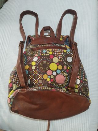 Mochila juvenil con estampado de círculos en tela