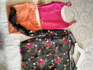 Camisa transparente floral negra