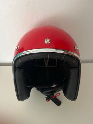 Casco Moto Rojo con bandera de Marruecos