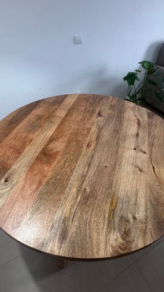 Mesa comedor madera rústica nórdica redonda