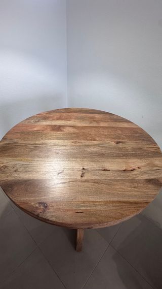 Mesa comedor madera rústica nórdica redonda