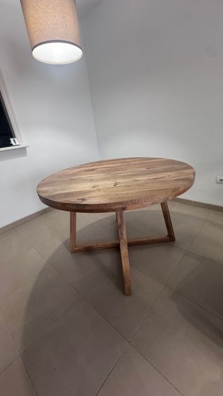 Mesa comedor madera rústica nórdica redonda