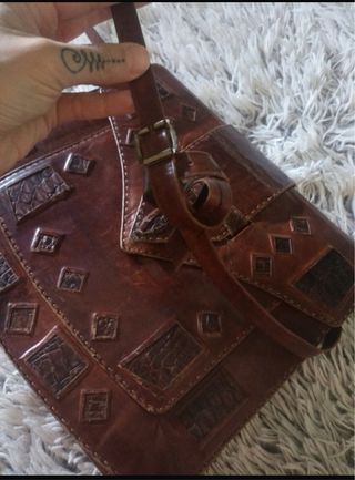 Bolso piel marrón vintage