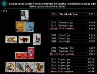 Sellos Año 1971 completo y sueltos Usados España