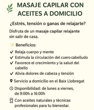Masaje capilar a domicilio