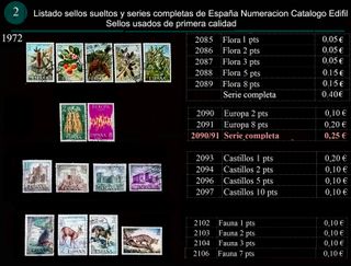 Sellos Año 1972 completo y sueltos Usados España
