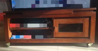 Mueble TV, Librería Madera y vitrina Oscura