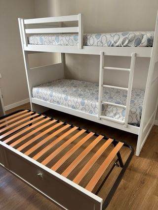 Literas blancas con cama nido (3 camas)