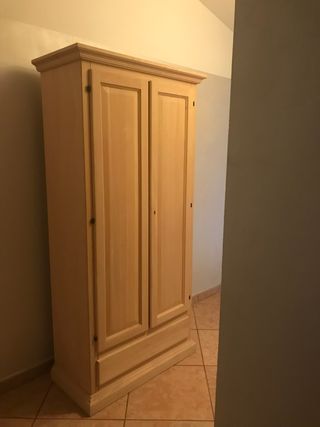 Armadio grezzo legno massello 2 ante 2 cassetti