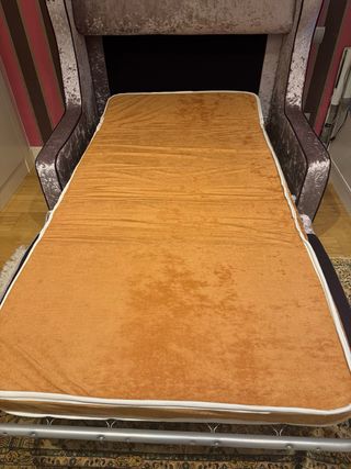 Sofá Cama Rosa Gris Terciopelo