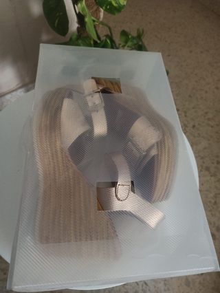 Sandalias cuña rosa metalizadas talla 37