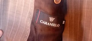 Traje Caramelo Raya Beige/Marrón Talla 56