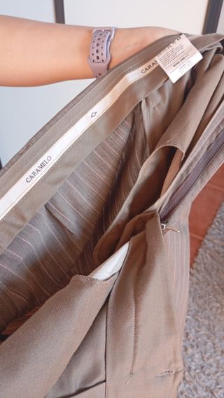 Traje Caramelo Raya Beige/Marrón Talla 56