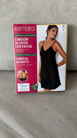 Camisón nuevo talla 48 Esmara negro con encaje