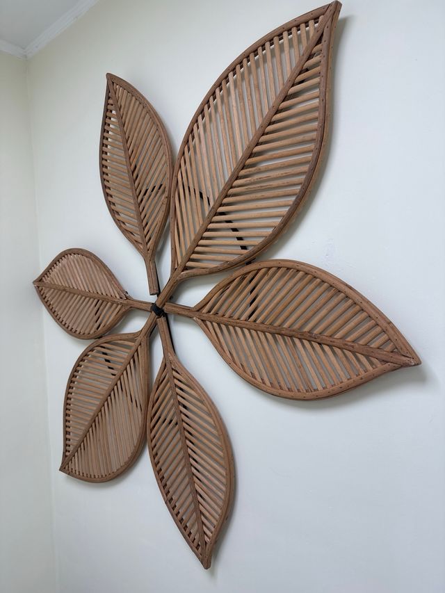 Flor Decorativa Ratán y Madera