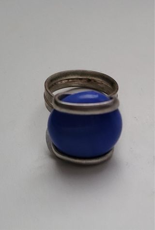 Anillo Alpaca Azul y Plateado