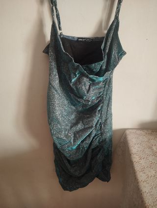 Vestido SHEIN plateado y verde