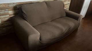 Sofá de 3 plazas de tela marrón