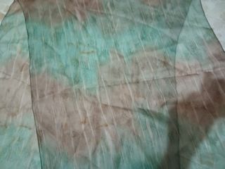 Foulard gasa étnico beige y aguamarina