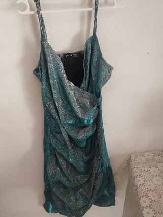 Vestido fiesta SHEIN plateado y verde