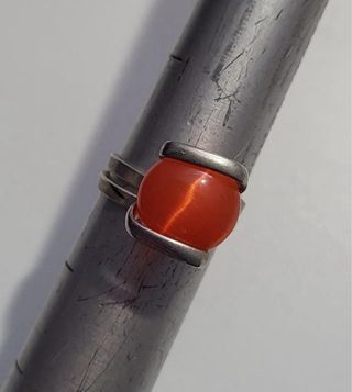 Anillo Alpaca Ajustable Piedra Rojiza