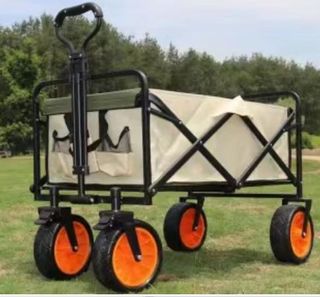Carrito Plegable Playa Ruedas Anchas Negro