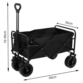Carrito Plegable Playa Ruedas Anchas Negro