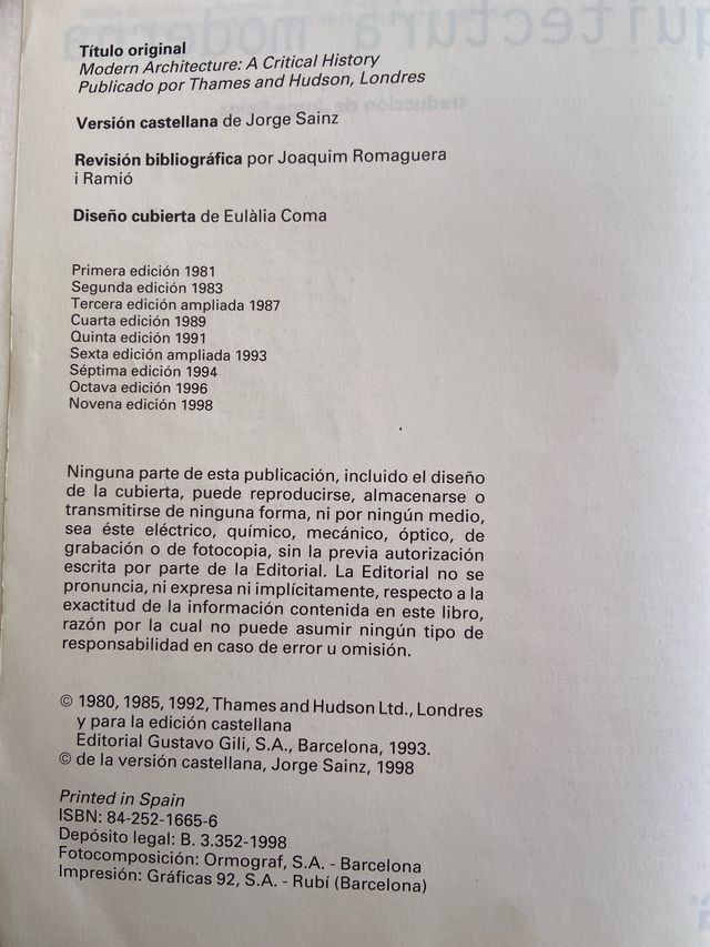 Historia Critica de la Arquitectura Moderna (Sp...