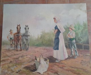 Óleo antiguo sobre lienzo