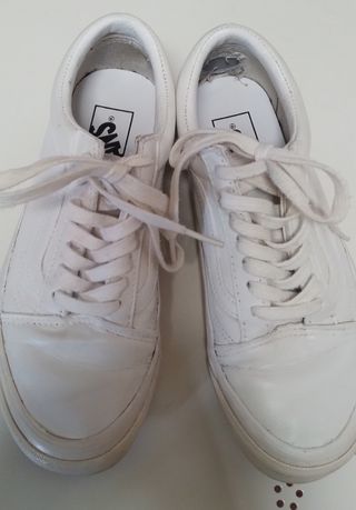 Zapatillas Vans cuero blancas. Talla 37. Unisex. 