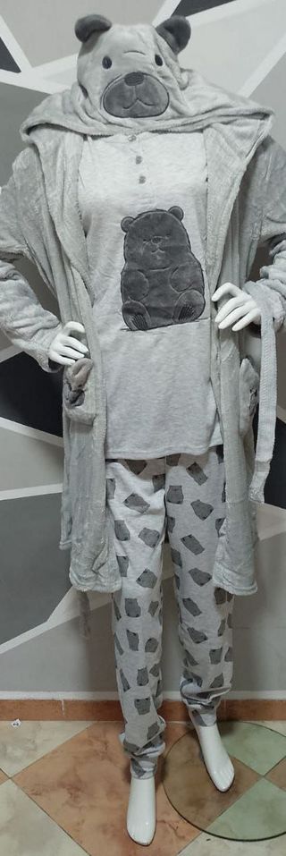 Bata y Pijama Oso Gris Talla Única