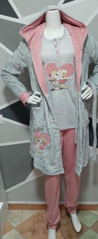 Bata y Pijama Oso Gris Talla Única