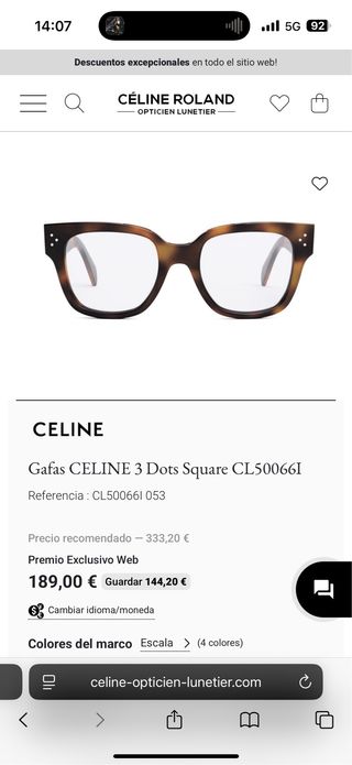 Gafas Celine 3 Dots Square CL500661 Marrón