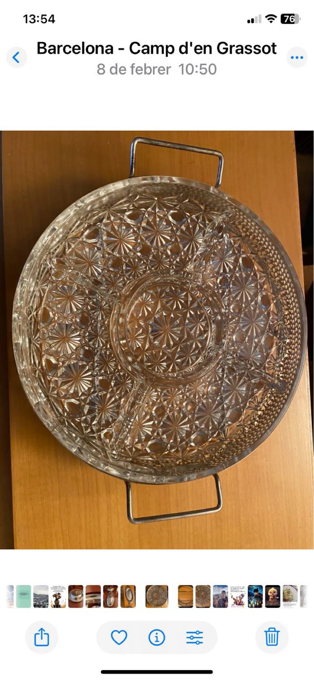 Bandeja Aperitivos Cristal con Asas de plata