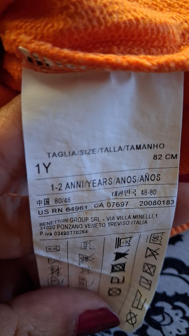 Chándal Benetton naranja T/82cm (1 año)