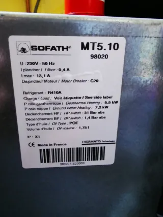 Aparato Geotermia SOFATH para Piezas