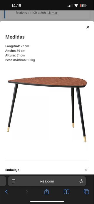 Mesa de centro triangular madera y metal + sillas 