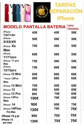 Cambio Pantalla iPhone 16e, 16, 16 Pro, Plus