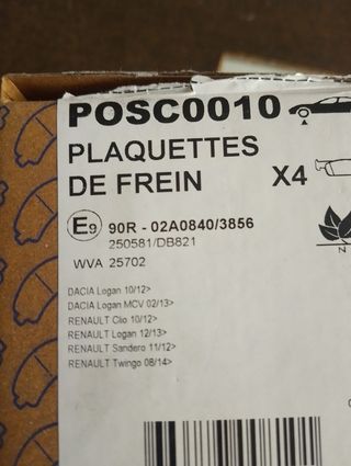 Pastillas de freno POSC0010 X4