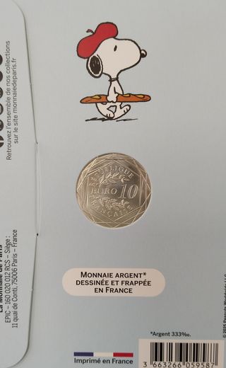 Moneda 10€ Francia 2025 Snoopy